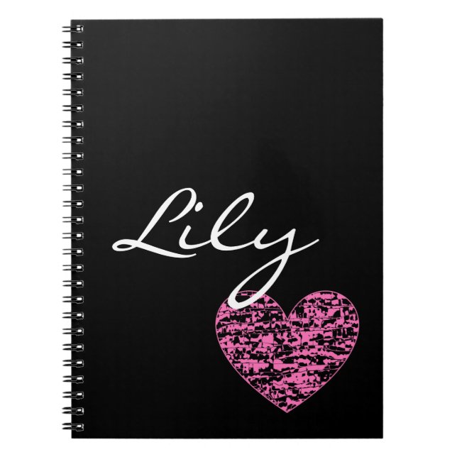 Customisable Pink Abstract Crackle Heart Notebook (Front)