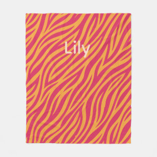 customisable pink and orange zebra striped blanket