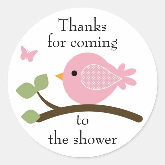 Customisable pink bird round sticker (Front)