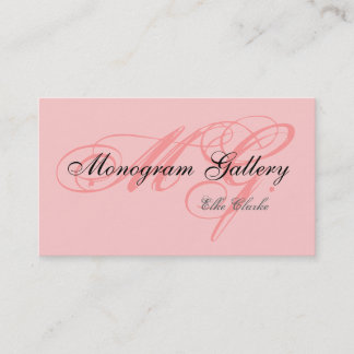 Customisable Pink Black Monogram Business Card