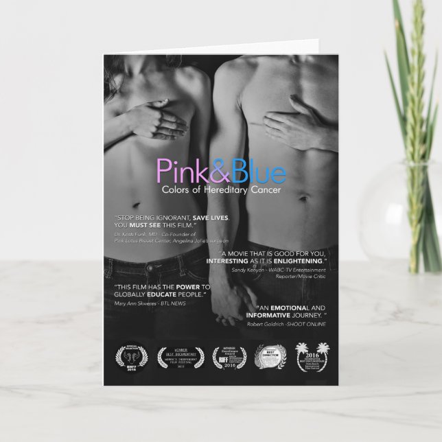 Customisable Pink & Blue Holiday Greeting Card (Front)