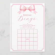 Customisable Pink Bridal Shower Bingo Gift Game