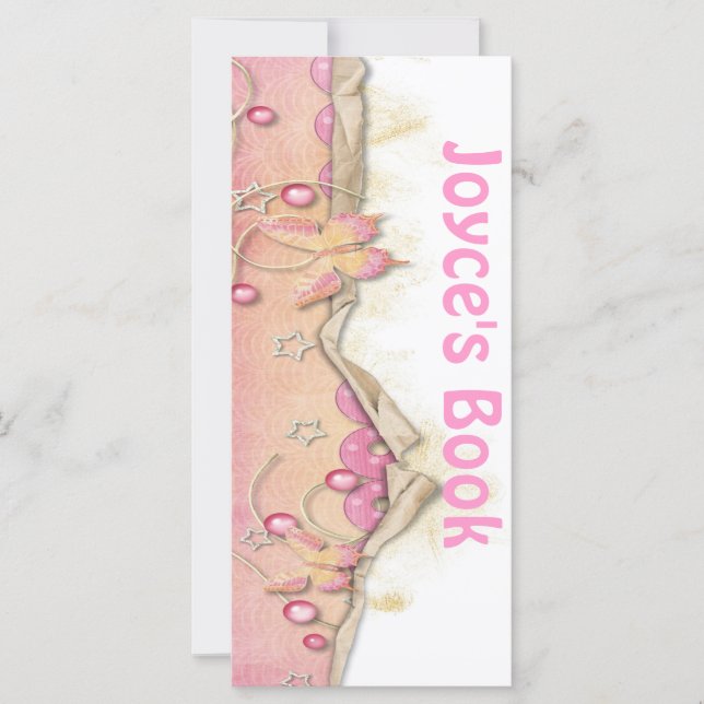 Customisable Pink Butterfly Bookmark Book Mark (Front)