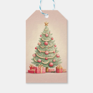 Customisable Pink Christmas Tree Gift Tags