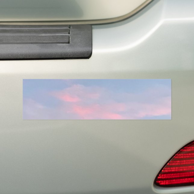 Customisable Pink Clouds Bumper Sticker (On Car)