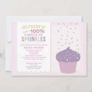 Customisable Pink Cupcake Baby Sprinkle Invitation