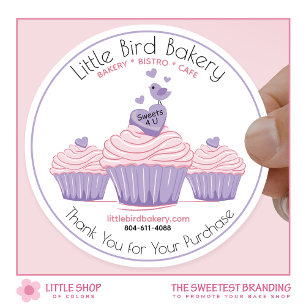 Customisable Pink Cupcakes Bakery Thank You Classic Round Sticker
