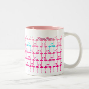 Customisable: Pink flamingo Two-Tone Coffee Mug