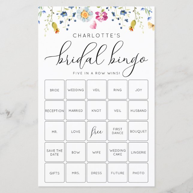 Customisable Pink Floral Bingo Game Card (Front)
