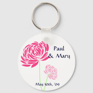 Customisable Pink Flower Key Ring