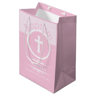 Customisable, Pink Girl Child of God Baptism Medium Gift Bag