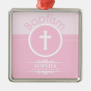 Customisable, Pink Girl Child of God Baptism Metal Tree Decoration