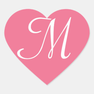 Customisable Pink Heart Sticker Monogram