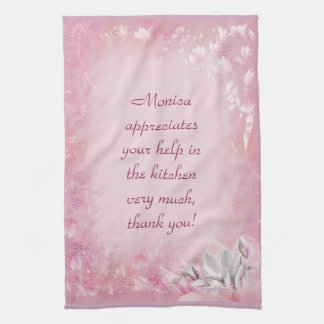 (Customisable) Pink Magnolia Tea Towel