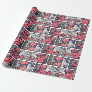 Customisable Pink Ninja Wrapping Paper