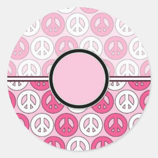 Customisable Pink Peace Symbol Card (2) Classic Round Sticker