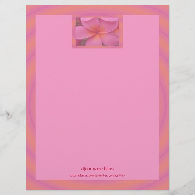 Customisable Pink Plumeria Tropical Letterhead (Front)