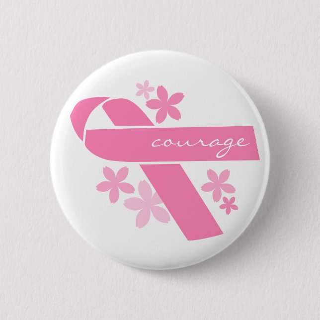 Customisable Pink Ribbon 6 Cm Round Badge (Front)