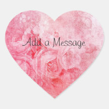 Customisable Pink Rose Heart Shaped Sticker