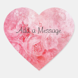 Customisable Pink Rose Heart Shaped Sticker