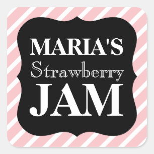 Customisable Pink Striped Homemade Jam Jar Label