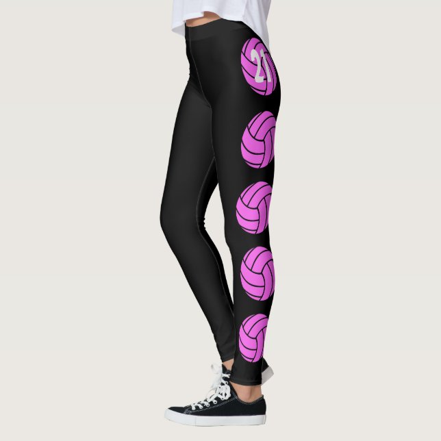 Customisable Pink Volleyball Leggings (Left)