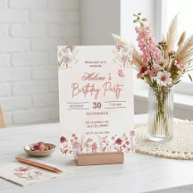 Customisable Pink Watercolor Birthday Invitation