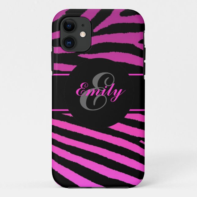 Customisable pink zebra stripes iphone 5 case (Back)
