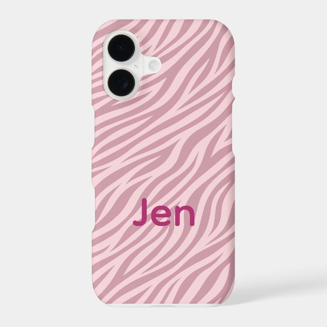 customisable pink zebra stripes iphone case (Back)