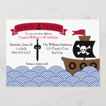 Customisable Pirate Birthday party invitation