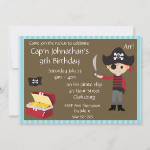 Customisable Pirate Boy Birthday Party Invitation