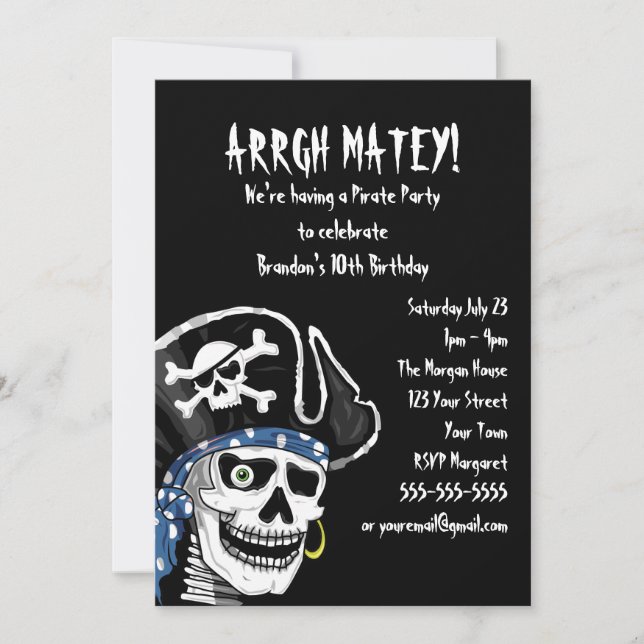 Customisable Pirate Party Invitation (Front)