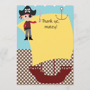 Customisable Pirate Ship Thank You Card