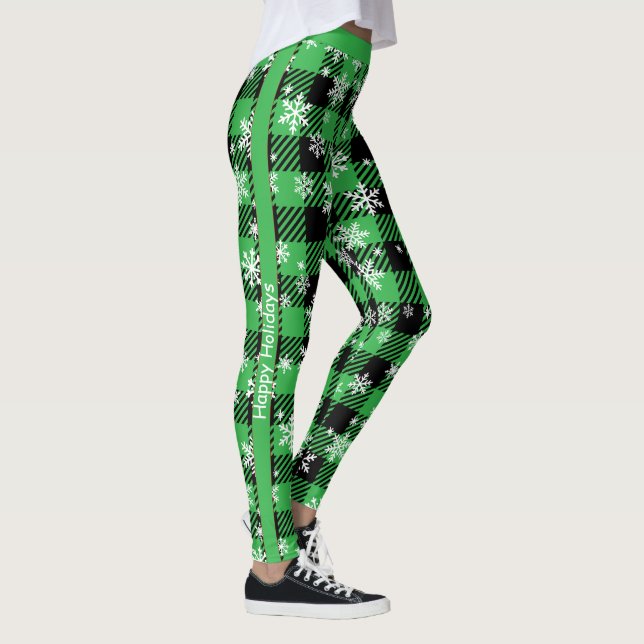 Customisable Plaid "Happy Holidays" Leggings (Right)