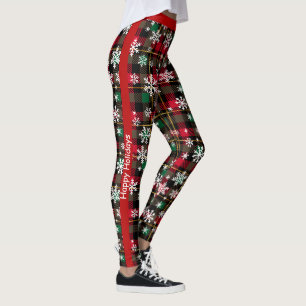 Customisable Plaid "Happy Holidays" Leggings