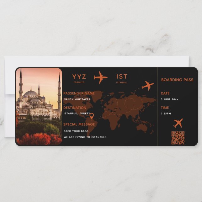 Customisable Plane Tickets | Fake Boarding Pass Card (Front)