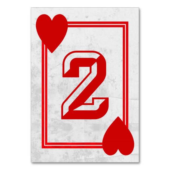 Customisable Playing Card Table Numbers (No.2) (Back)