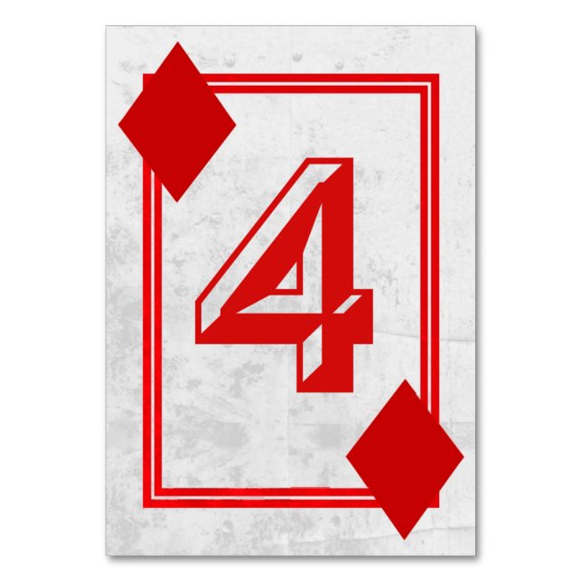 Customisable Playing Card Table Numbers (No.4) (Front)
