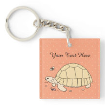 Customisable Ploughshare Tortoise Keychain