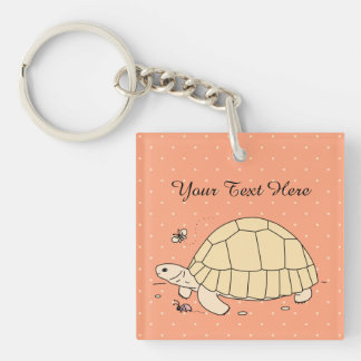 Customisable Ploughshare Tortoise Keychain