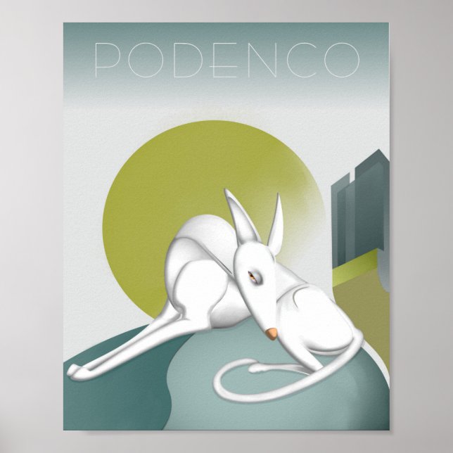 Customisable Podenco Dog Art Deco Design Poster (Front)
