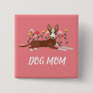 Customisable Podenco Dog Pink Floral 15 Cm Square Badge