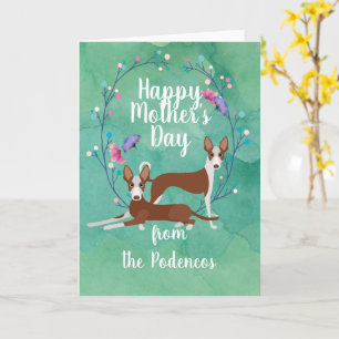 Customisable Podenco Dogs Mum Mothers Day Floral Card
