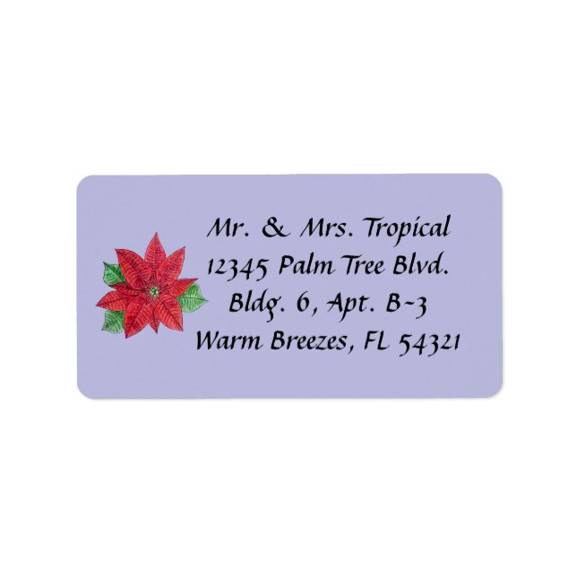 Customisable Poinsettia Address Labels - Lavender (Front)