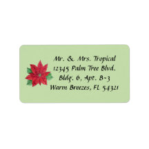 Customisable Poinsettia Address Labels - Mint