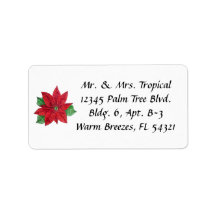 Customisable Poinsettia Address Labels - White