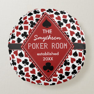 Customisable Poker Room Casino Round Cushion