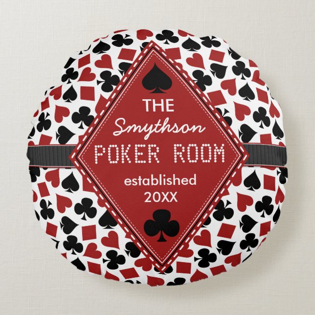 Customisable Poker Room Casino Round Cushion (Front)