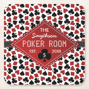Customisable Poker Room Casino Square Paper Coaster