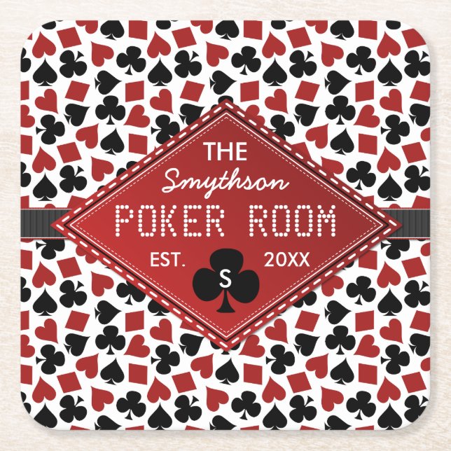 Customisable Poker Room Casino Square Paper Coaster (Front)